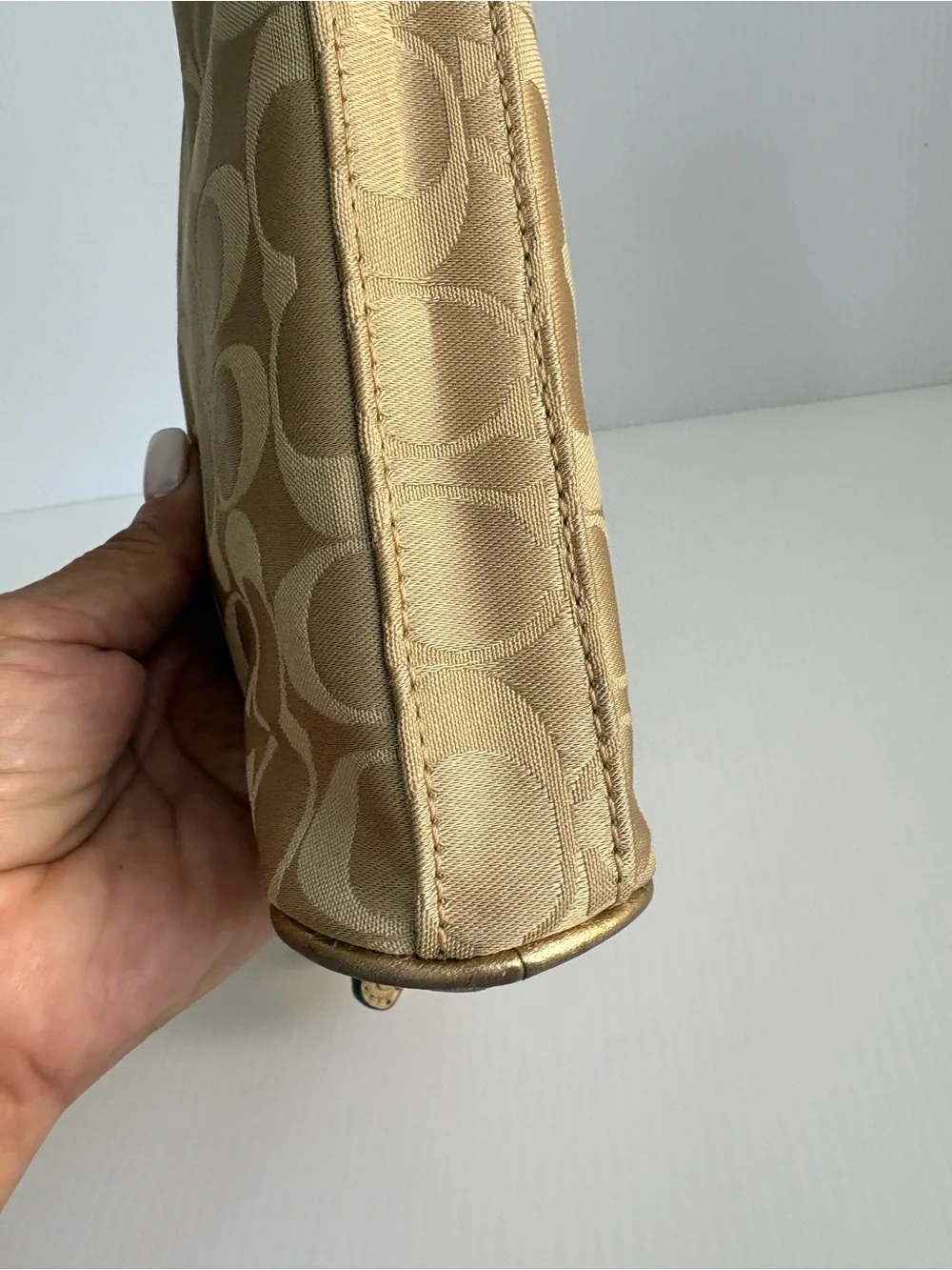 Coach Metallic Gold Monogram Cosmetic Case Limited Edition EUC